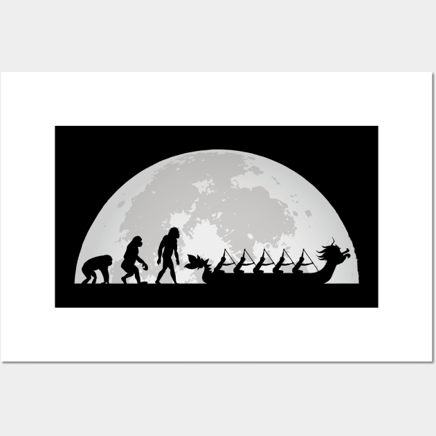 Dragon Boat Racing Team Evolution Moon Wall Art by Shirtbubble